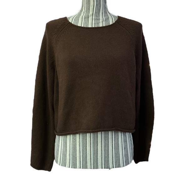 Banana Republic Sweaters - Banana Republic Crew Neck Cropped Sweater Chocolate Brown, Size S